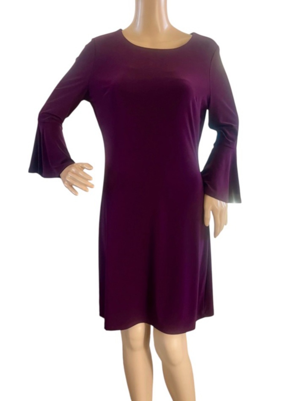 Tommy Hilfiger Plum Bell-Sleeve Midi Dress